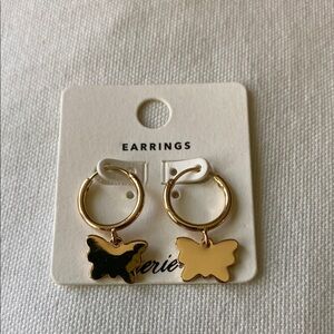 Aerie Gold Butterfly Hoop Earrings